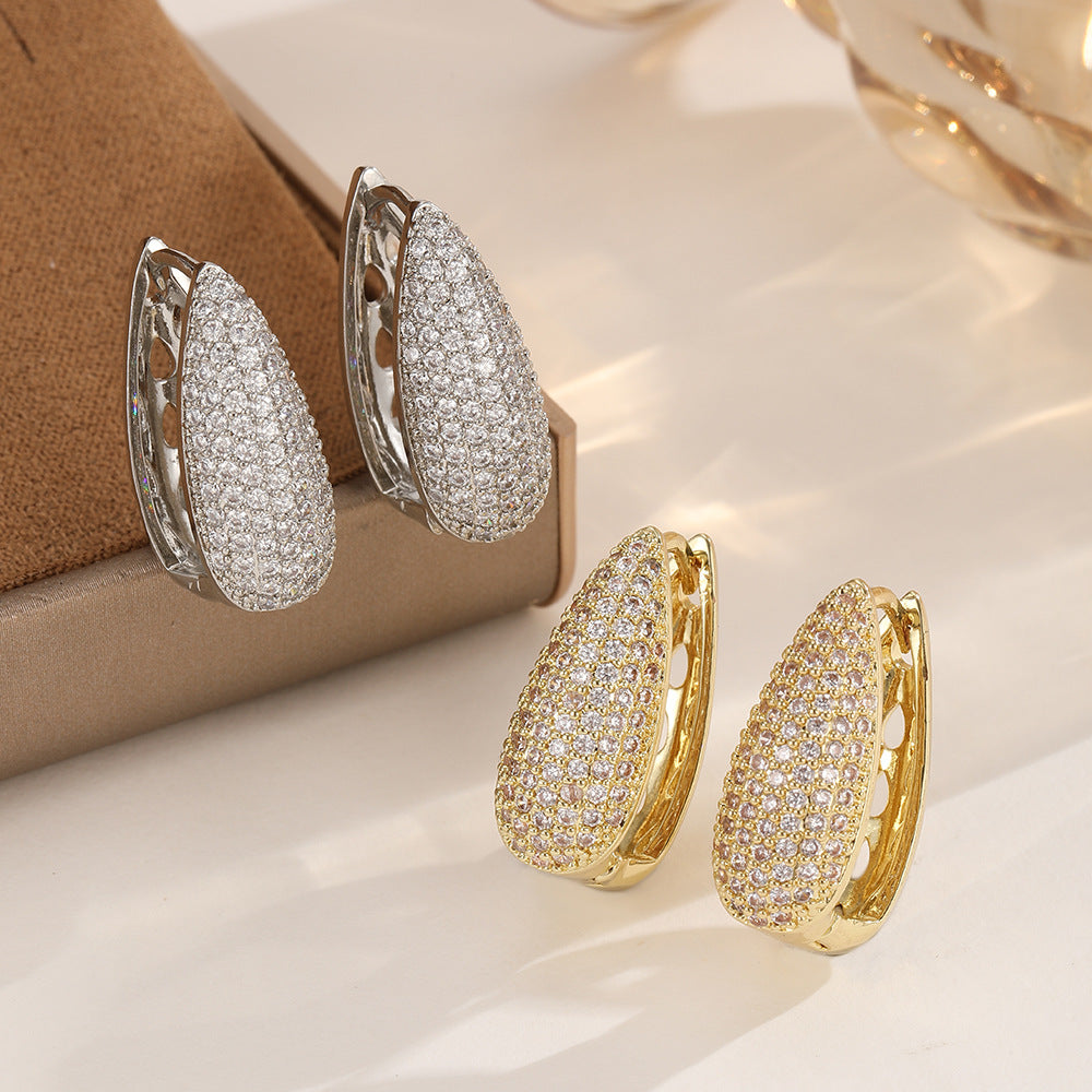 Women's European And American-style Micro-pave Cubic Zirconia Earrings أقراط نسائية مرصعة بالزركونيا المكعبة على الطراز الأوروبي والأمريكي