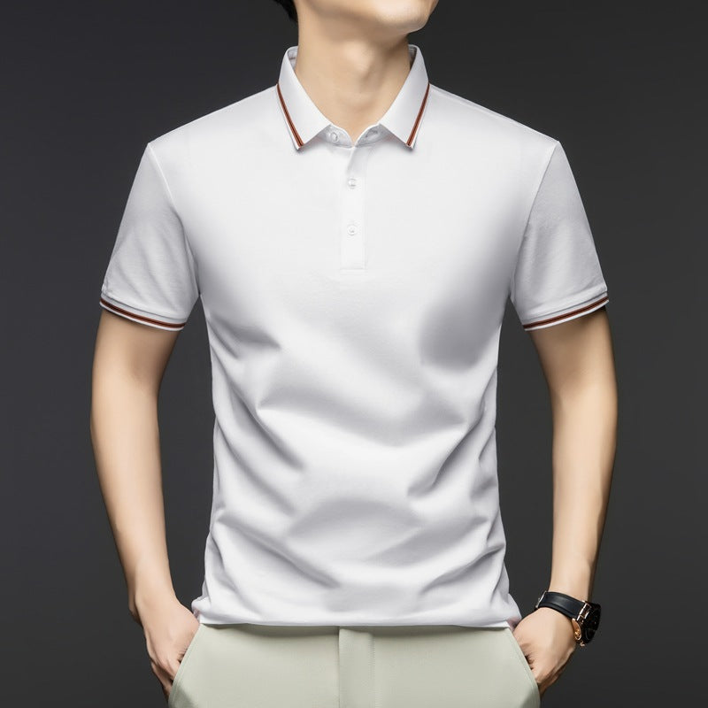 Business-Style Breathable Mens Short-Sleeve T-Shirt تيشيرت رجالي بأكمام قصيرة، مناسب للعمل، مصنوع من قماش يسمح بمرور الهواء.