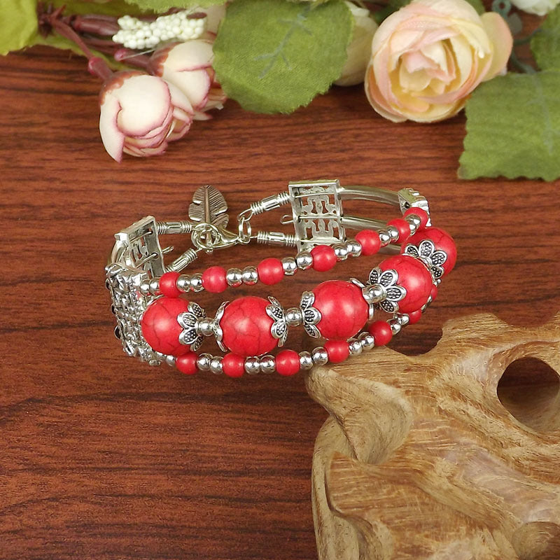 Ethnic-style Vintage Bangle With Exotic Miao Silver Design سوار عتيق الطراز ذو تصميم عرقي مزين بفضة مياو غريبة