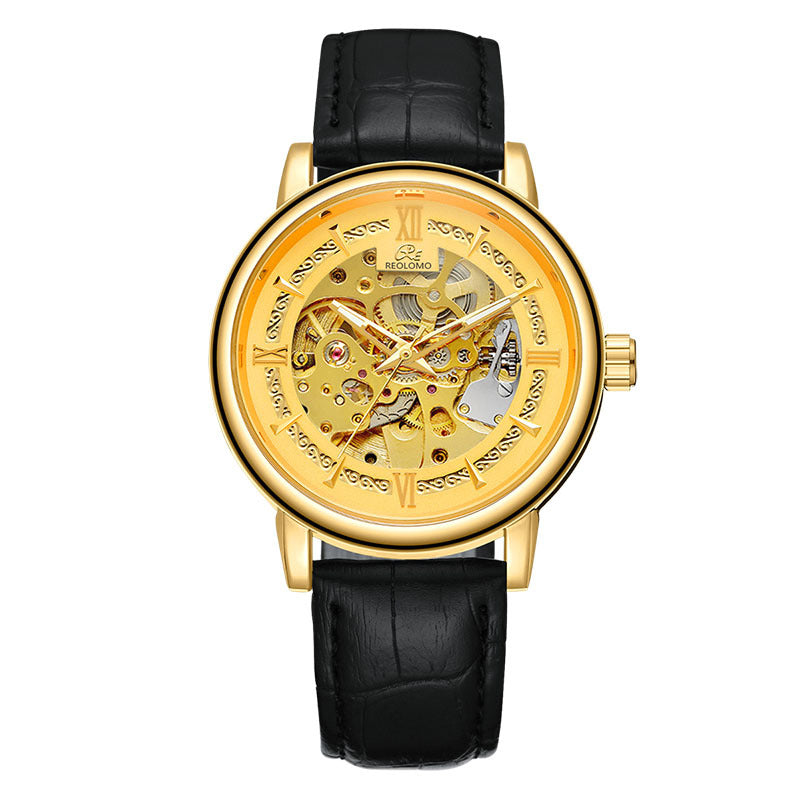 European And American-style Mens Fashionable Hollow-out Mechanical Watch ساعة رجالية ميكانيكية أنيقة بتصميم أوروبي وأمريكي