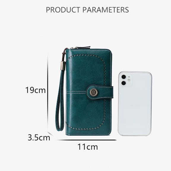 RFID Blocking Women's Long Zipper Wallet, Large Capacity Clutch Purse For Daily & Travel Use, Multi Card Holder Ladies Wallet