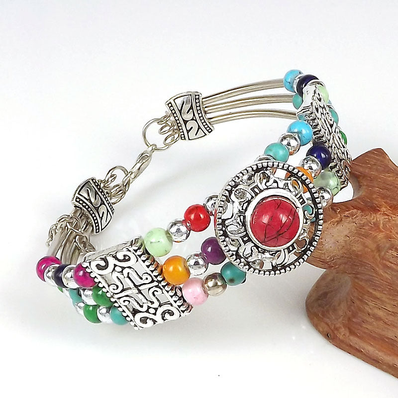 Ethnic-style Vintage Bangle With Exotic Miao Silver Design سوار عتيق الطراز ذو تصميم عرقي مزين بفضة مياو غريبة