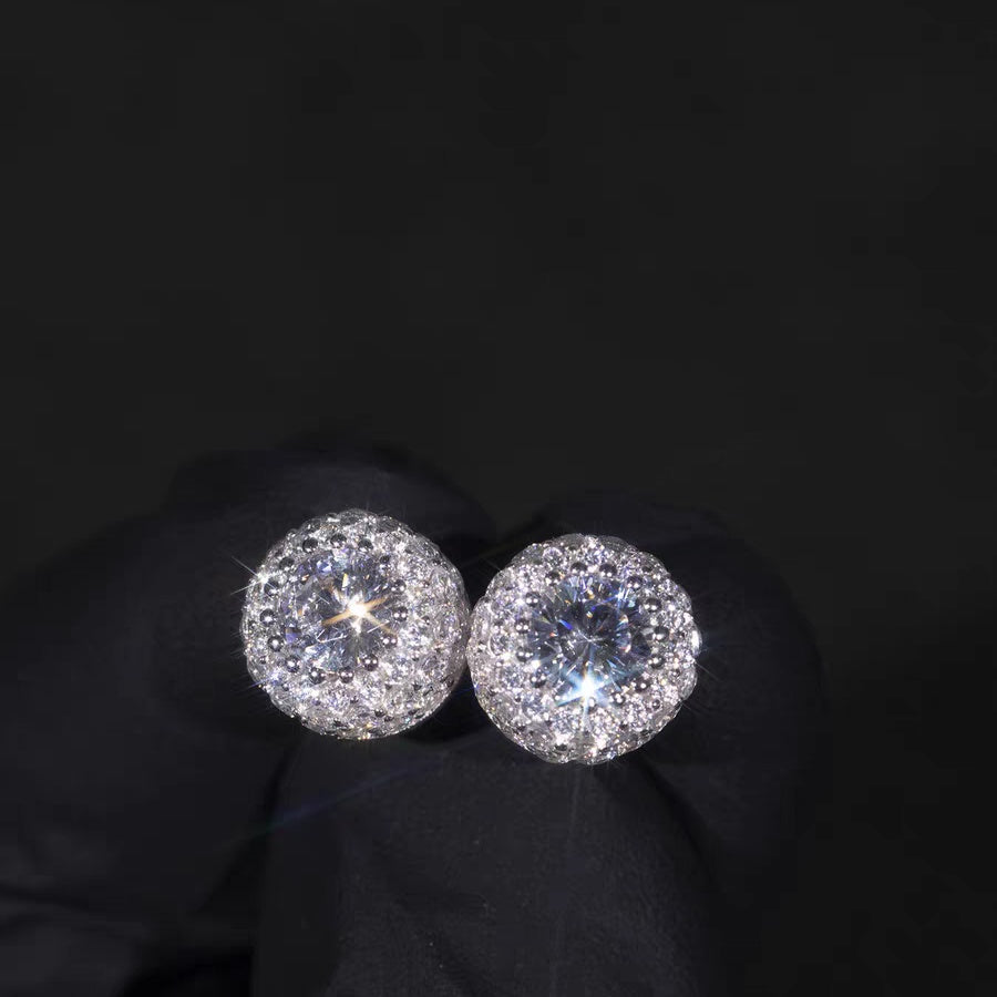 Hip Hop Zircon Stud Earrings – Sparkling Unisex Wedding Jewelry