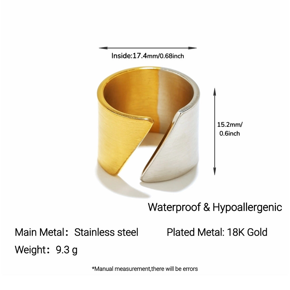 Ins Titanium Steel Ring Round Geometric 18K Gold Plated Niche Women Jewelry خاتم من الفولاذ التيتانيوم بتصميم هندسي دائري مطلي بالذهب عيار 18 قيراطًا، قطعة مجوهرات نسائية أنيقة