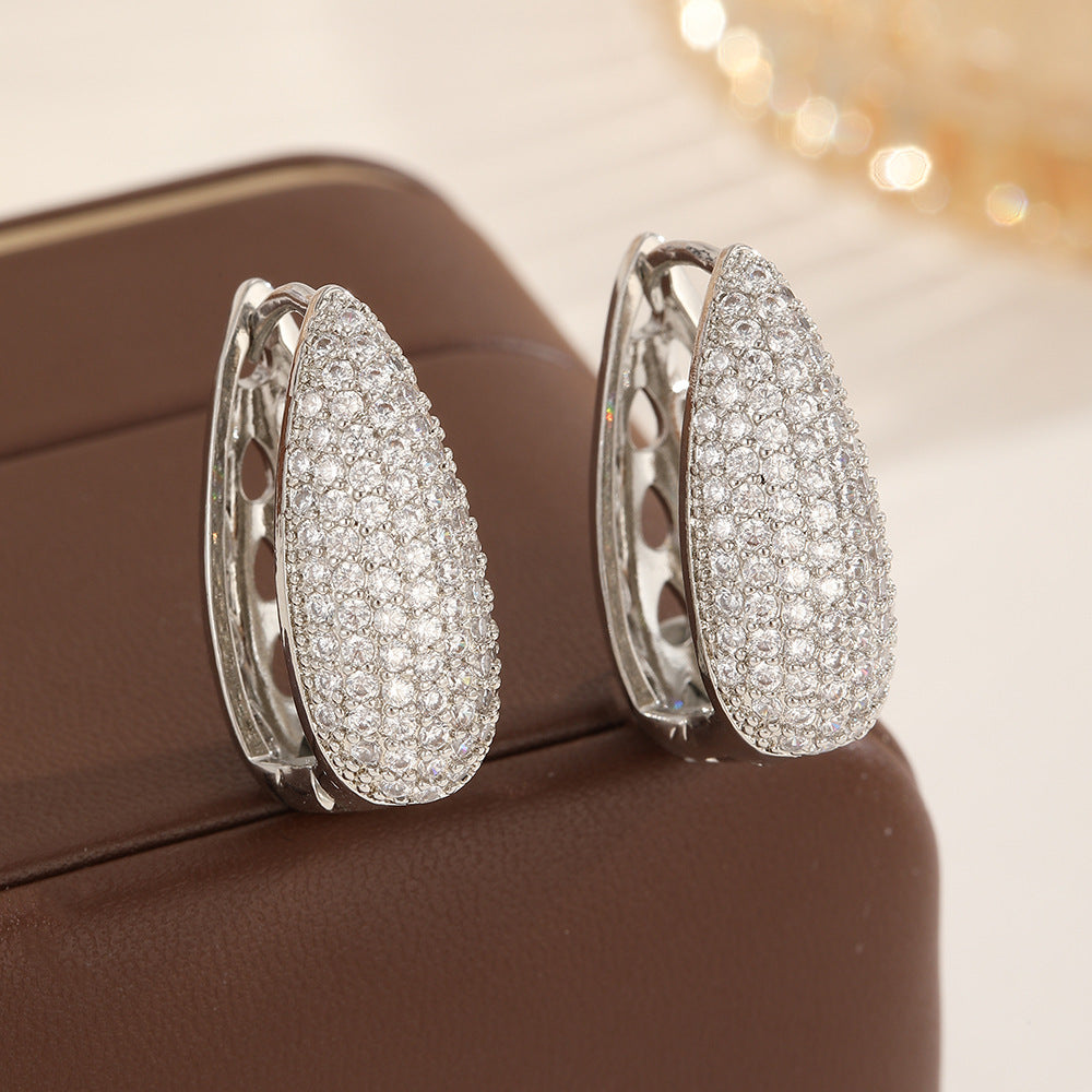 Women's European And American-style Micro-pave Cubic Zirconia Earrings أقراط نسائية مرصعة بالزركونيا المكعبة على الطراز الأوروبي والأمريكي