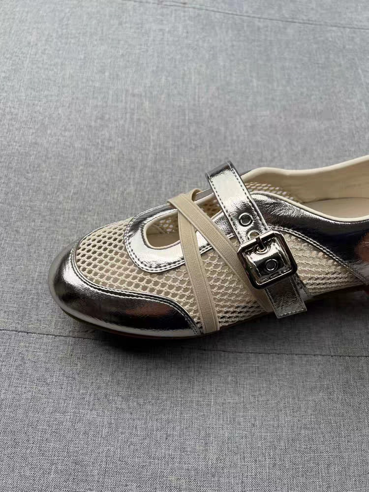 2026 Summer New Korean Style Hollow Mesh Mary Jane Shoes For Women, Fashion Versatile Comfort Soft Flat Loafers أحذية ماري جين النسائية الجديدة ذات الطراز الكوري الصيفي لعام 2026، مصنوعة من شبكة مجوفة، أنيقة ومتعددة الاستخدامات ومريحة وناعمة.