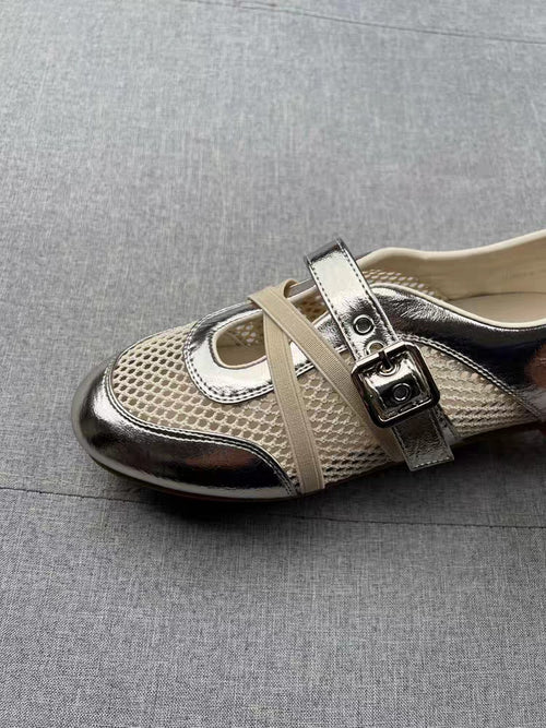 2026 Summer New Korean Style Hollow Mesh Mary Jane Shoes For Women, Fashion Versatile Comfort Soft Flat Loafers أحذية ماري جين النسائية الجديدة ذات الطراز الكوري لصيف 2026، مصنوعة من شبكة مجوفة، أنيقة ومتعددة الاستخدامات ومريحة وناعمة.