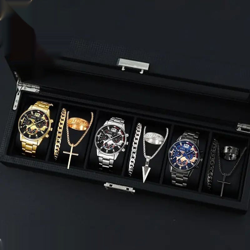 12-set Men's Watches Fashionable Multi-color Assortment Of Quartz Men's Watches مجموعة من 12 ساعة يد رجالية عصرية متعددة الألوان تعمل بحركة الكوارتز