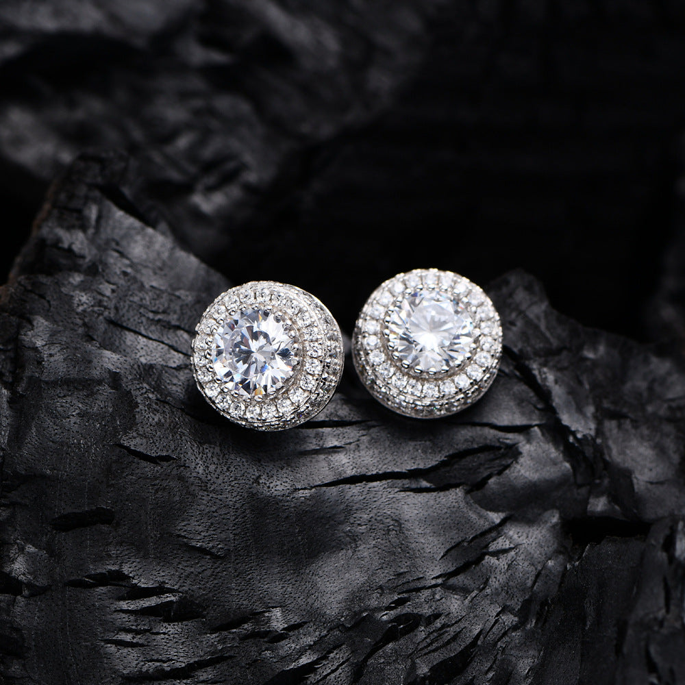 Hip Hop Zircon Stud Earrings – Sparkling Unisex Wedding Jewelry