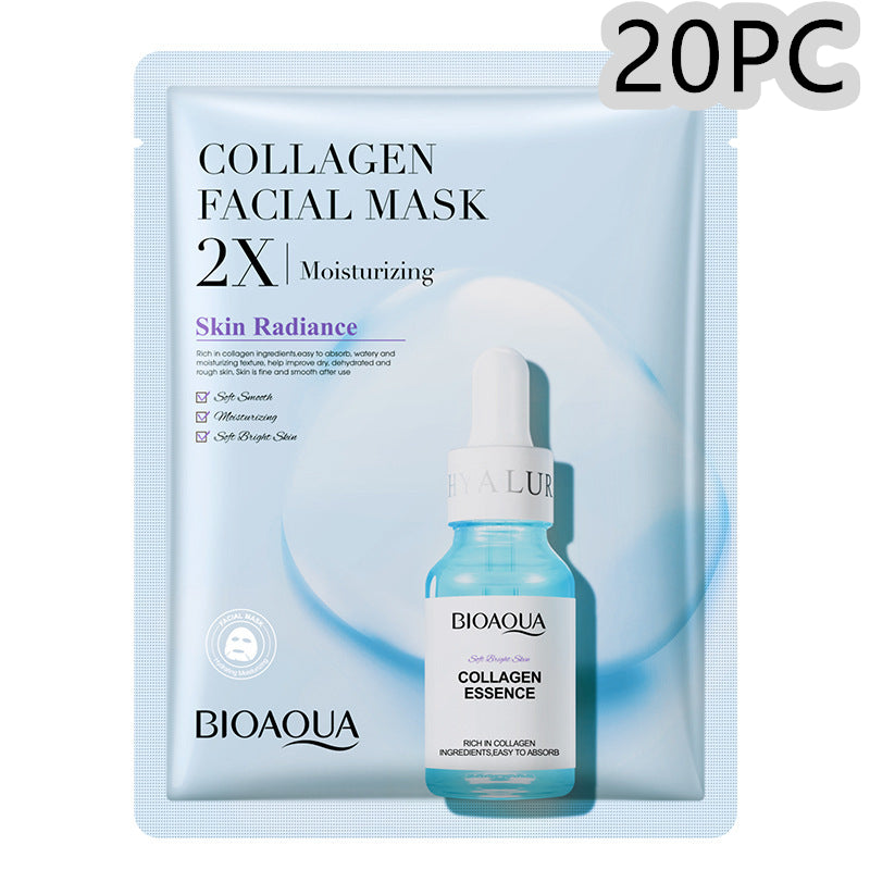 Collagen Face Mask Moisturizing Firming Face Sheet Mask Hyaluronic Acid Facial Masks Beauty Skin Care Gel Skin Care قناع الكولاجين للوجه، قناع ورقي مرطب ومشد للوجه، قناع حمض الهيالورونيك للوجه، جل للعناية بالبشرة، العناية بالبشرة