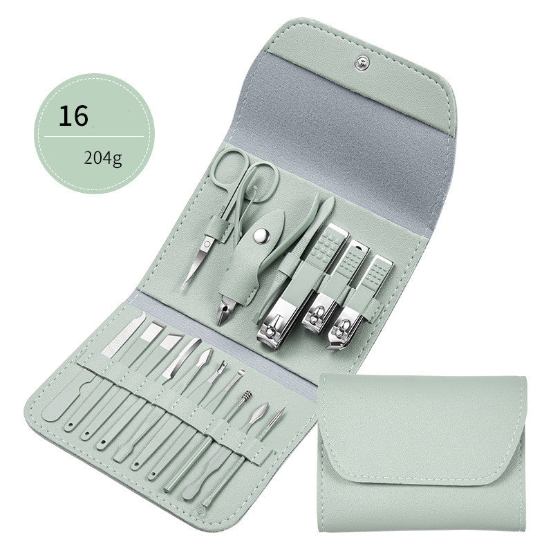 Professional Scissors Nail Clippers Set Ear Spoon Dead Skin Pliers Nail Cutting Pliers Pedicure Knife Nail Groove Trimmers مجموعة مقصات أظافر احترافية، ملعقة أذن، كماشة لإزالة الجلد الميت، كماشة لقص الأظافر، سكين باديكير، أداة تشذيب أخاديد الأظافر