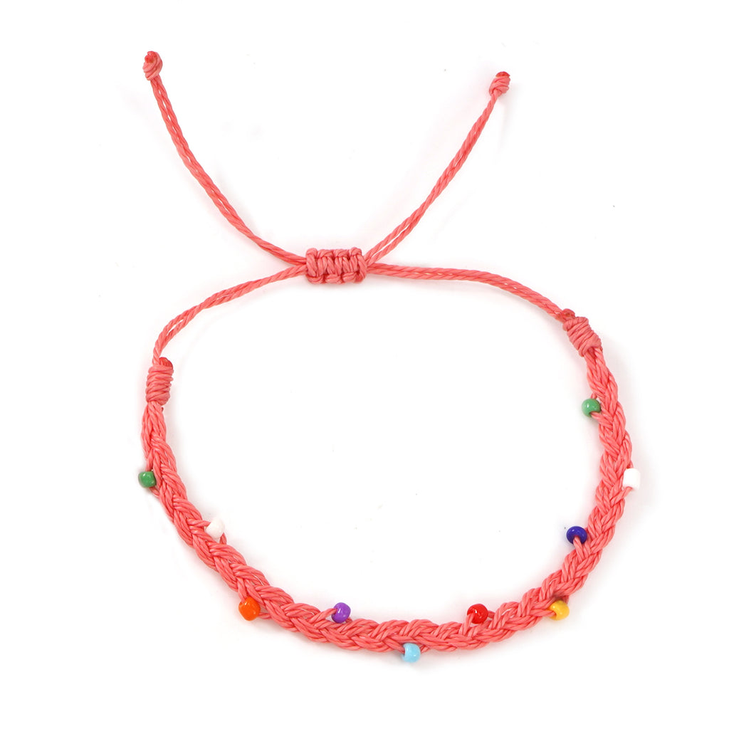 Summer Beach Vacation Style Handmade Waxed Cord Bracelet سوار مصنوع يدويًا من حبل مشمع، مستوحى من أجواء العطلات الصيفية على الشاطئ
