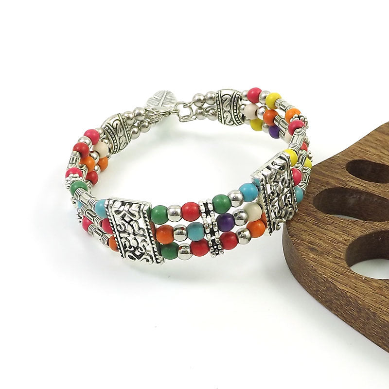 Ethnic-style Vintage Bangle With Exotic Miao Silver Design سوار عتيق الطراز ذو تصميم عرقي مزين بفضة مياو غريبة