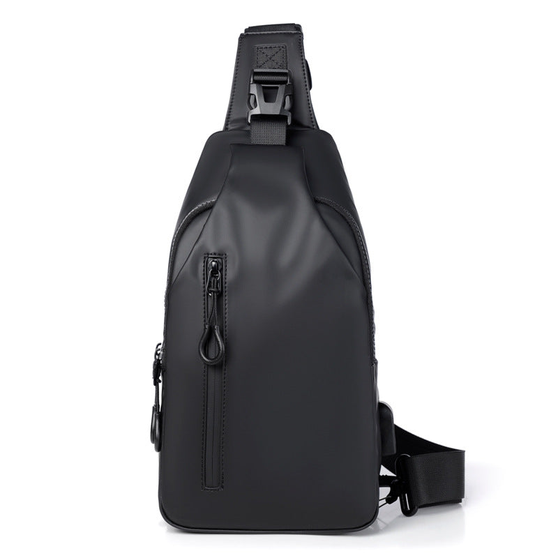 Black Sling Crossbody Backpack Shoulder Bag For Men Chest Bag حقيبة ظهر سوداء بحزام كتف للرجال، حقيبة صدر