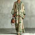 Women's Fashionable Loose-Fit Printed Long-Sleeve Set طقم نسائي أنيق فضفاض مطبوع بأكمام طويلة