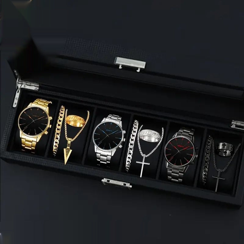 12-set Men's Watches Fashionable Multi-color Assortment Of Quartz Men's Watches مجموعة من 12 ساعة يد رجالية عصرية متعددة الألوان تعمل بحركة الكوارتز