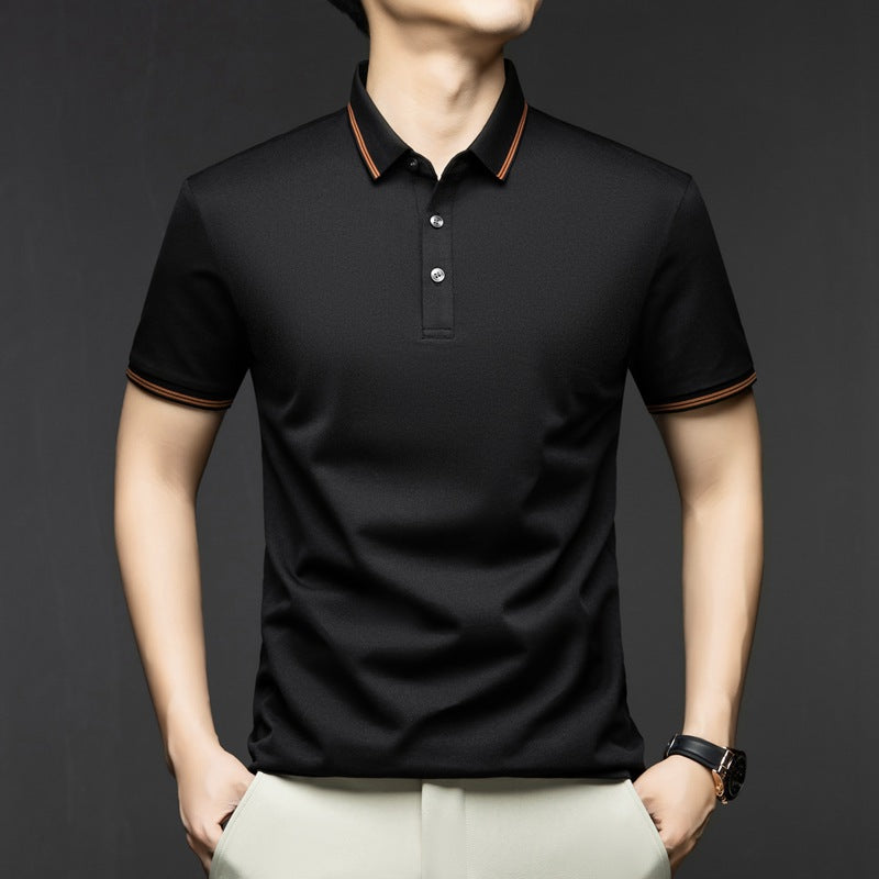 Business-Style Breathable Mens Short-Sleeve T-Shirt تيشيرت رجالي بأكمام قصيرة، مناسب للعمل، مصنوع من قماش يسمح بمرور الهواء.