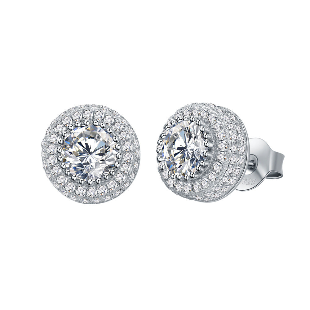 Hip Hop Zircon Stud Earrings – Sparkling Unisex Wedding Jewelry