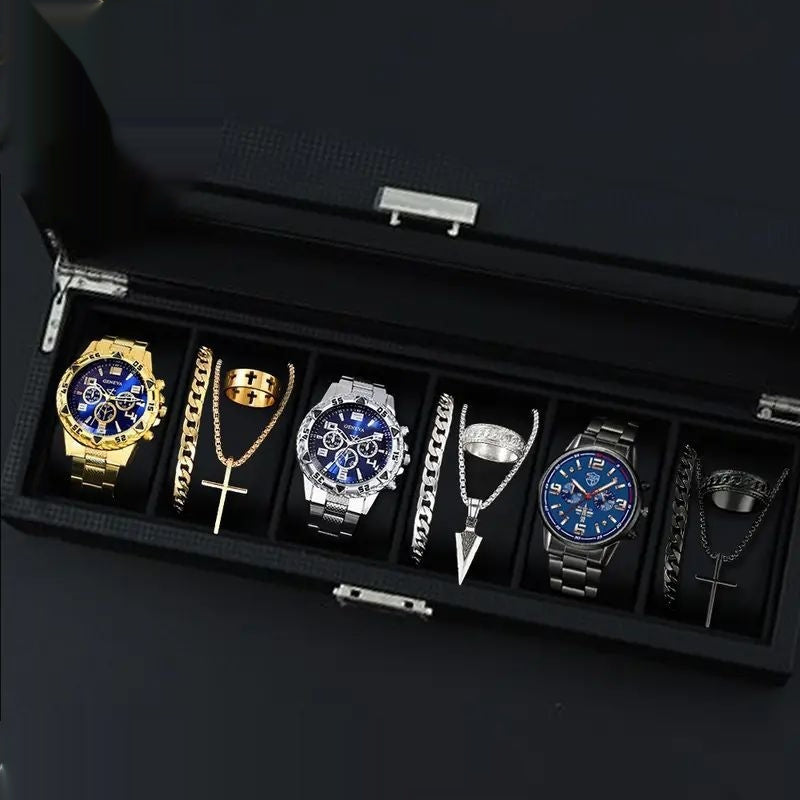 12-set Men's Watches Fashionable Multi-color Assortment Of Quartz Men's Watches مجموعة من 12 ساعة يد رجالية عصرية متعددة الألوان تعمل بحركة الكوارتز