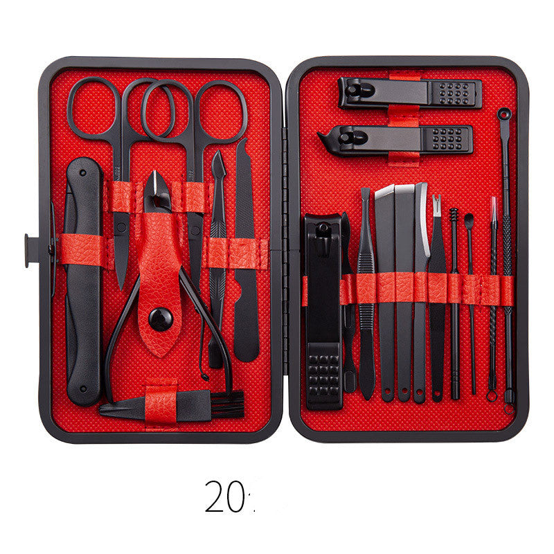 Professional Scissors Nail Clippers Set Ear Spoon Dead Skin Pliers Nail Cutting Pliers Pedicure Knife Nail Groove Trimmers مجموعة مقصات أظافر احترافية، ملعقة أذن، كماشة لإزالة الجلد الميت، كماشة لقص الأظافر، سكين باديكير، أداة تشذيب أخاديد الأظافر