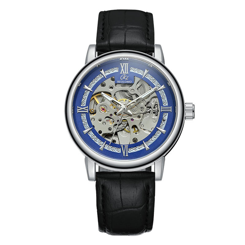 European And American-style Mens Fashionable Hollow-out Mechanical Watch ساعة رجالية ميكانيكية أنيقة بتصميم أوروبي وأمريكي