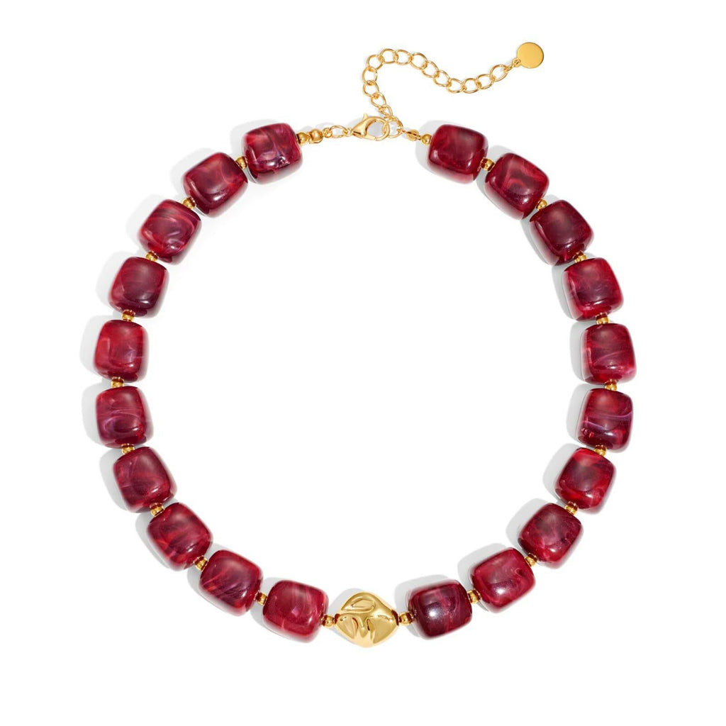 Bohemian-style Multicolor Resin Bead Necklace قلادة من الخرز الراتنجي متعدد الألوان على الطراز البوهيمي