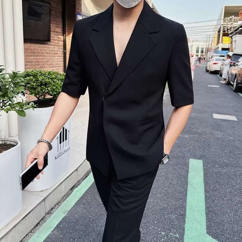 High-end Mens Suit With Three-quarter Sleeves بدلة رجالية فاخرة بأكمام ثلاثة أرباع