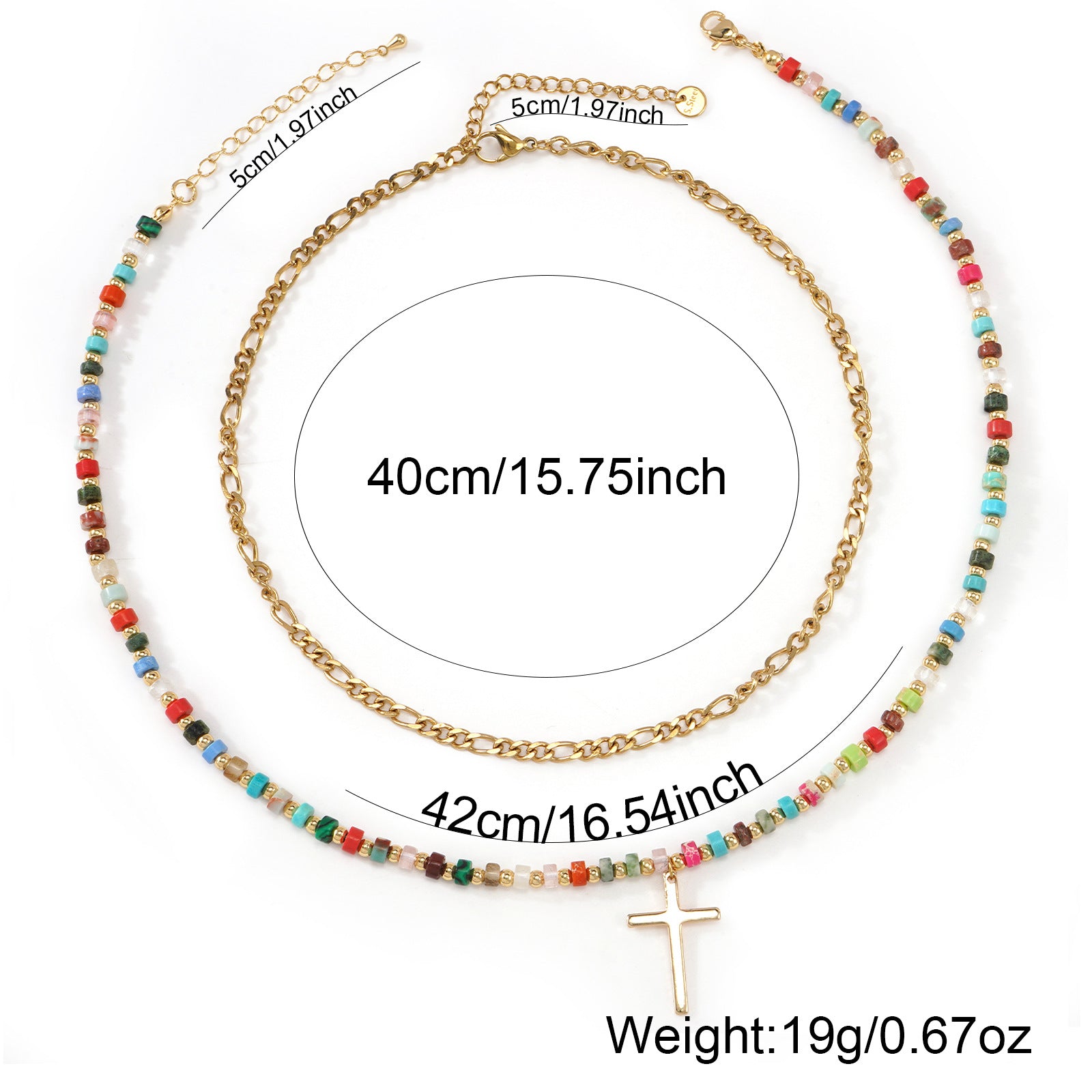 Colorful Beaded Double Layer Necklace قلادة ملونة من الخرز ذات طبقتين