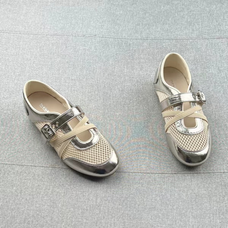 2026 Summer New Korean Style Hollow Mesh Mary Jane Shoes For Women, Fashion Versatile Comfort Soft Flat Loafers أحذية ماري جين النسائية الجديدة ذات الطراز الكوري الصيفي لعام 2026، مصنوعة من شبكة مجوفة، أنيقة ومتعددة الاستخدامات ومريحة وناعمة.