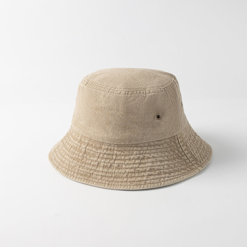 Personalized Distressed Simple Solid-Colored Bucket Hat قبعة دلو بسيطة بلون موحد بتصميم عتيق ومخصصة