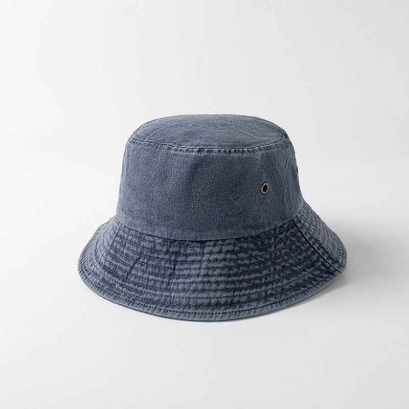 Personalized Distressed Simple Solid-Colored Bucket Hat قبعة دلو بسيطة بلون موحد بتصميم عتيق ومخصصة