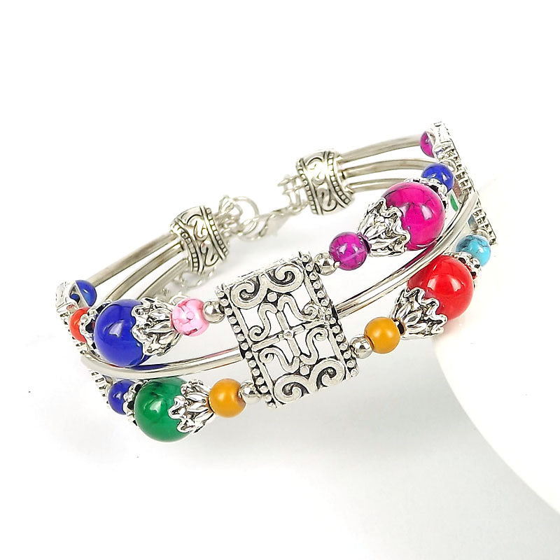 Ethnic-style Vintage Bangle With Exotic Miao Silver Design سوار عتيق الطراز ذو تصميم عرقي مزين بفضة مياو غريبة