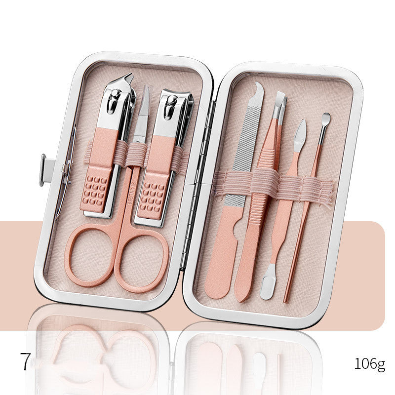 Professional Scissors Nail Clippers Set Ear Spoon Dead Skin Pliers Nail Cutting Pliers Pedicure Knife Nail Groove Trimmers مجموعة مقصات أظافر احترافية، ملعقة أذن، كماشة لإزالة الجلد الميت، كماشة لقص الأظافر، سكين باديكير، أداة تشذيب أخاديد الأظافر