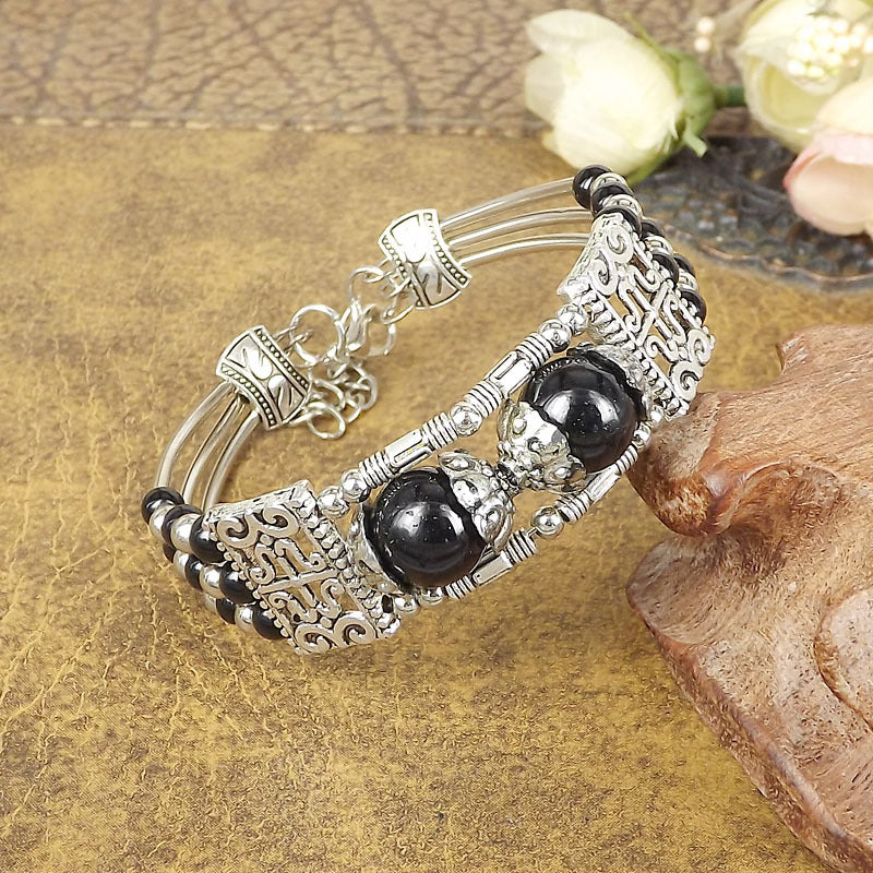 Ethnic-style Vintage Bangle With Exotic Miao Silver Design سوار عتيق الطراز ذو تصميم عرقي مزين بفضة مياو غريبة