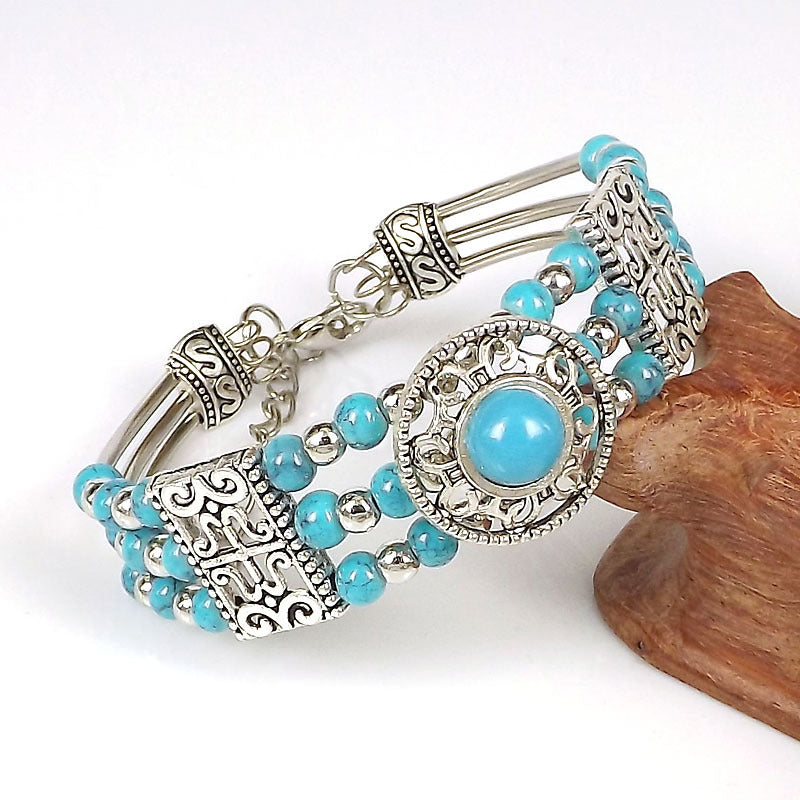 Ethnic-style Vintage Bangle With Exotic Miao Silver Design سوار عتيق الطراز ذو تصميم عرقي مزين بفضة مياو غريبة