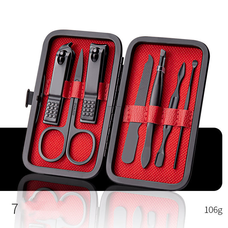 Professional Scissors Nail Clippers Set Ear Spoon Dead Skin Pliers Nail Cutting Pliers Pedicure Knife Nail Groove Trimmers مجموعة مقصات أظافر احترافية، ملعقة أذن، كماشة لإزالة الجلد الميت، كماشة لقص الأظافر، سكين باديكير، أداة تشذيب أخاديد الأظافر