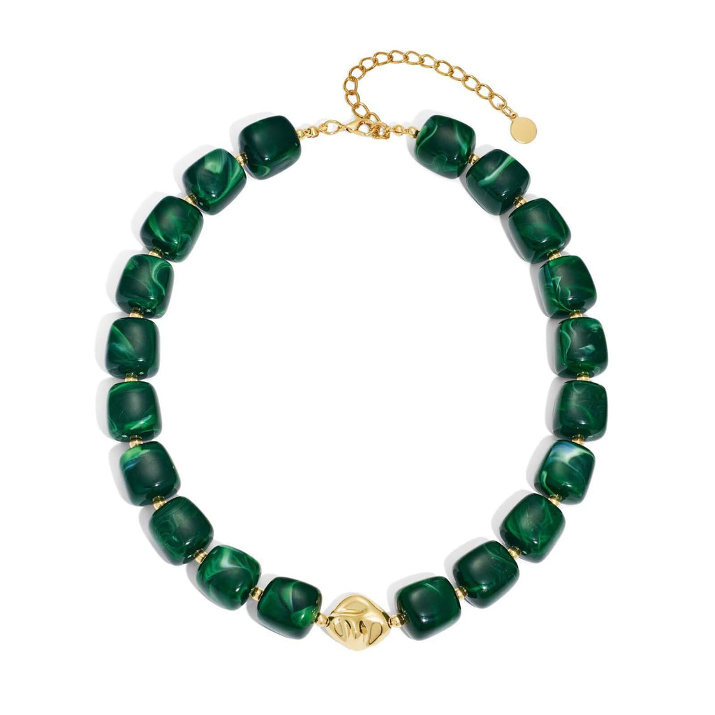 Bohemian-style Multicolor Resin Bead Necklace قلادة من الخرز الراتنجي متعدد الألوان على الطراز البوهيمي