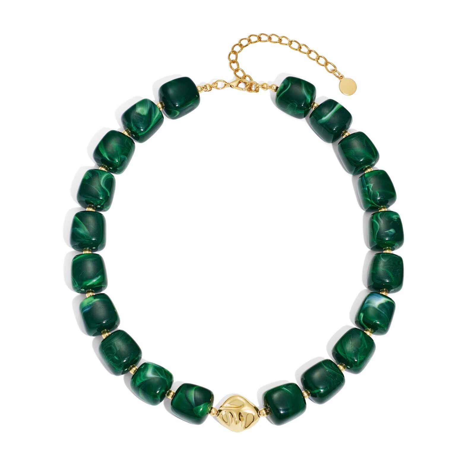 Bohemian-style Multicolor Resin Bead Necklace قلادة من الخرز الراتنجي متعدد الألوان على الطراز البوهيمي