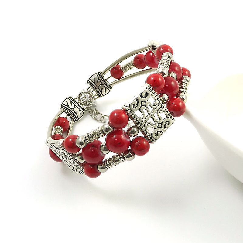 Ethnic-style Vintage Bangle With Exotic Miao Silver Design سوار عتيق الطراز ذو تصميم عرقي مزين بفضة مياو غريبة
