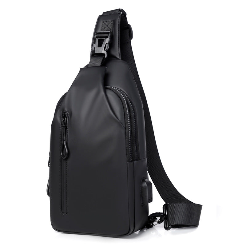 Black Sling Crossbody Backpack Shoulder Bag For Men Chest Bag حقيبة ظهر سوداء بحزام كتف للرجال، حقيبة صدر