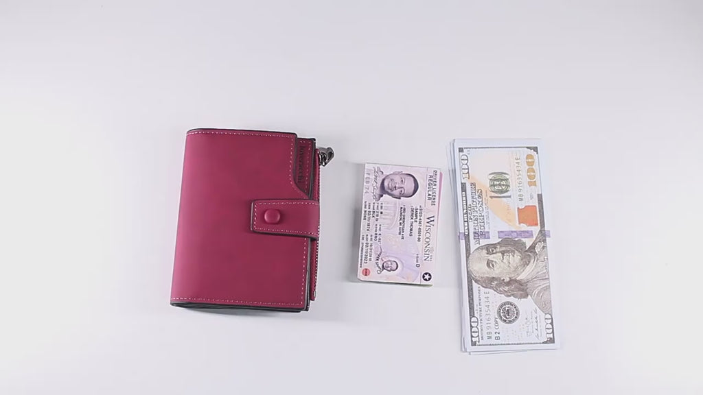 Vintage Snap Closure Matte Finish Women's Short Wallet, Multi Card Holder Zipper Purse, Portable Coin Pocket